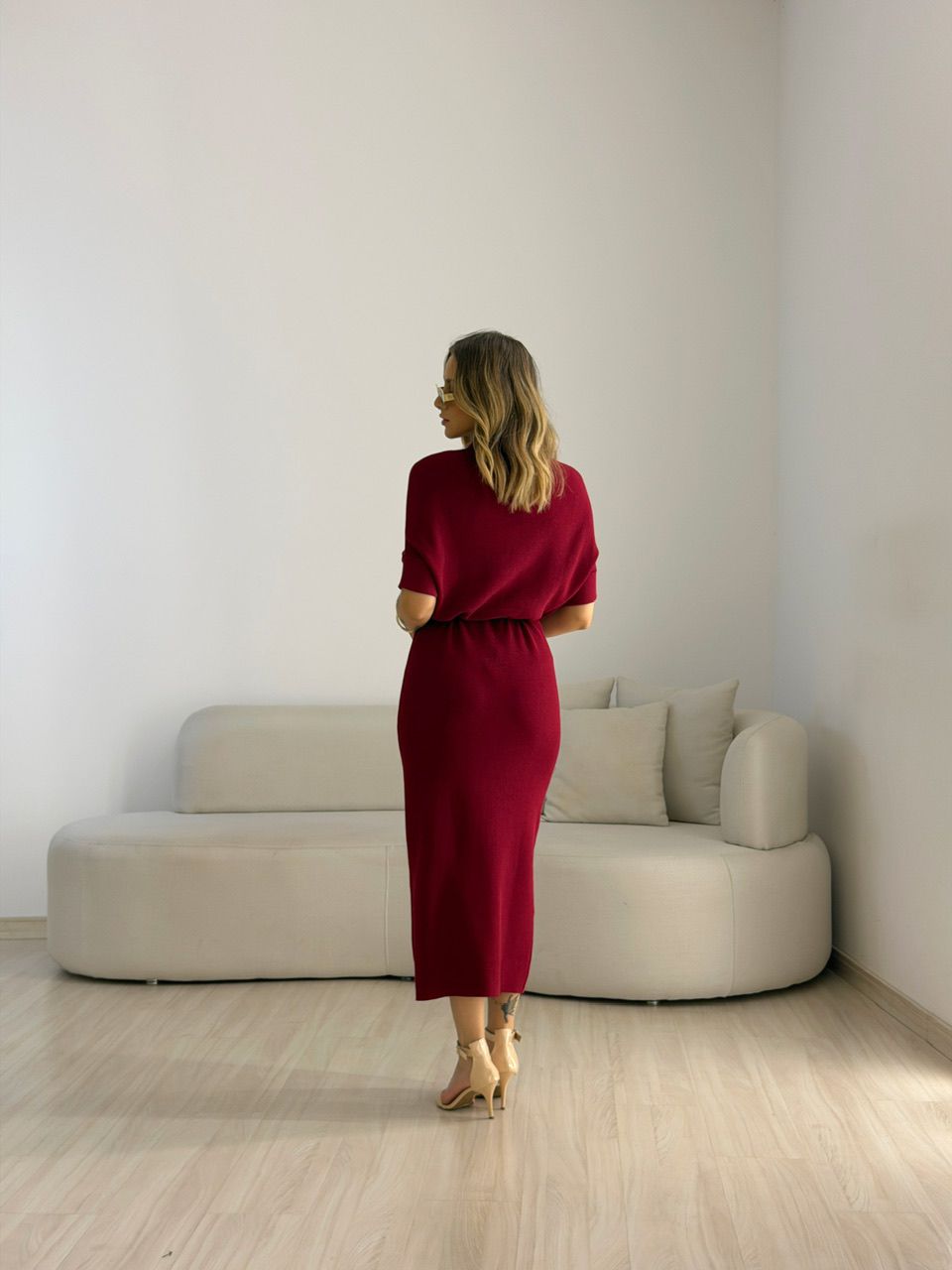 VESTIDO CINARA TRICOT VINHO