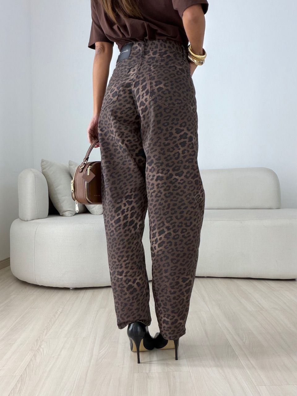 CALÇA LEILA ANIMAL PRINT MARROM