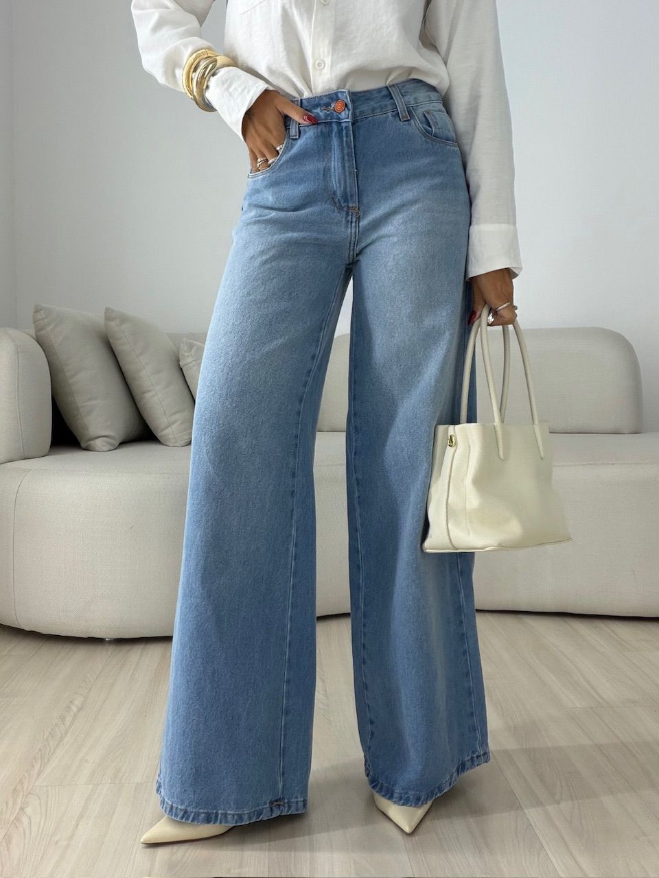 CALÇA MARISA RELAXED JEANS CLARO - 0078130071 - CAROLLA FERRARO