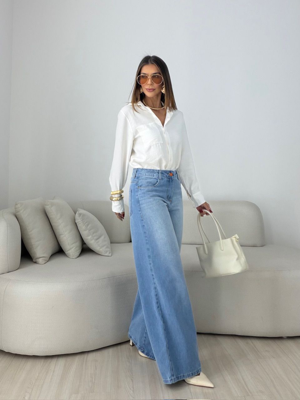 CALÇA MARISA RELAXED JEANS CLARO