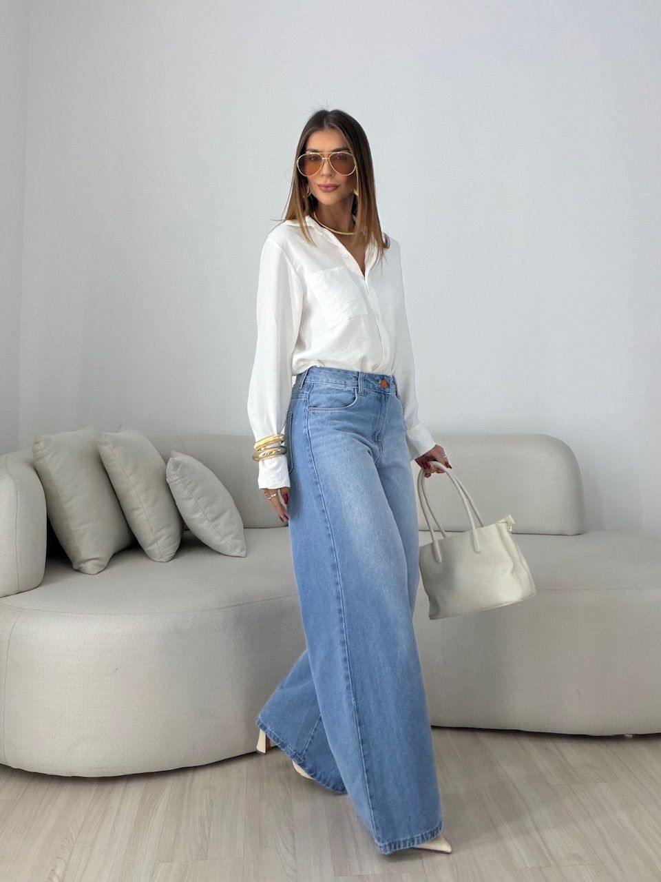 CALÇA MARISA RELAXED JEANS CLARO