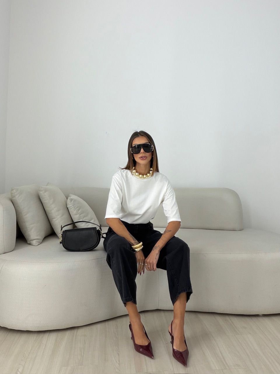 CALÇA ANA CLÁUDIA BALLOON JEANS PRETO