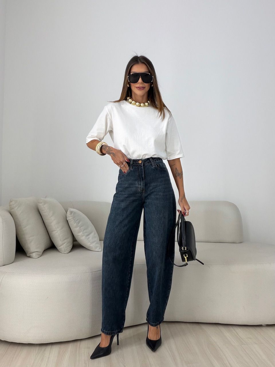 CALÇA YASMIN BALLOON JEANS ESCURO