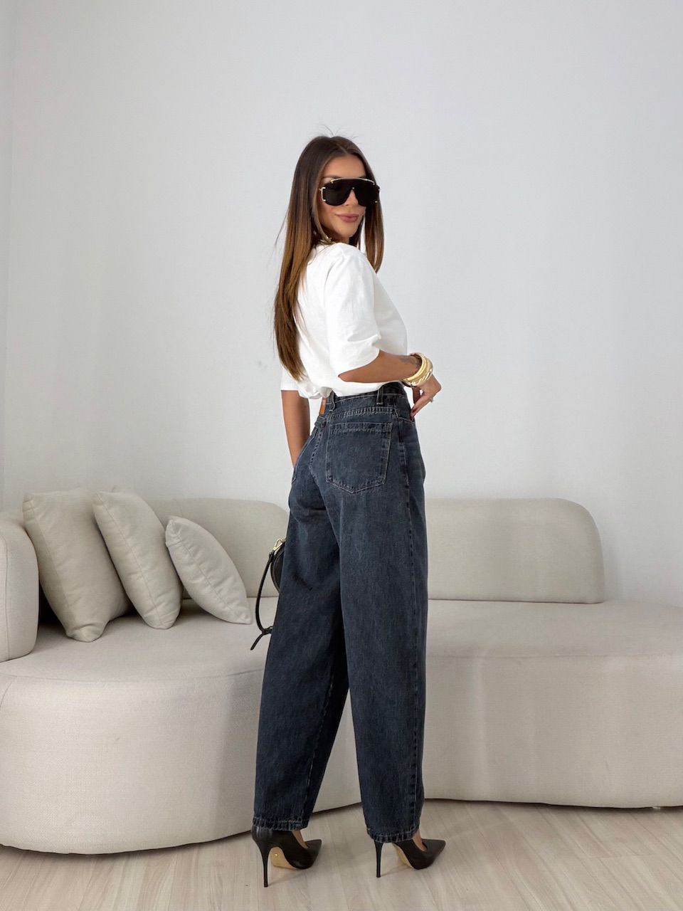 CALÇA YASMIN BALLOON JEANS ESCURO