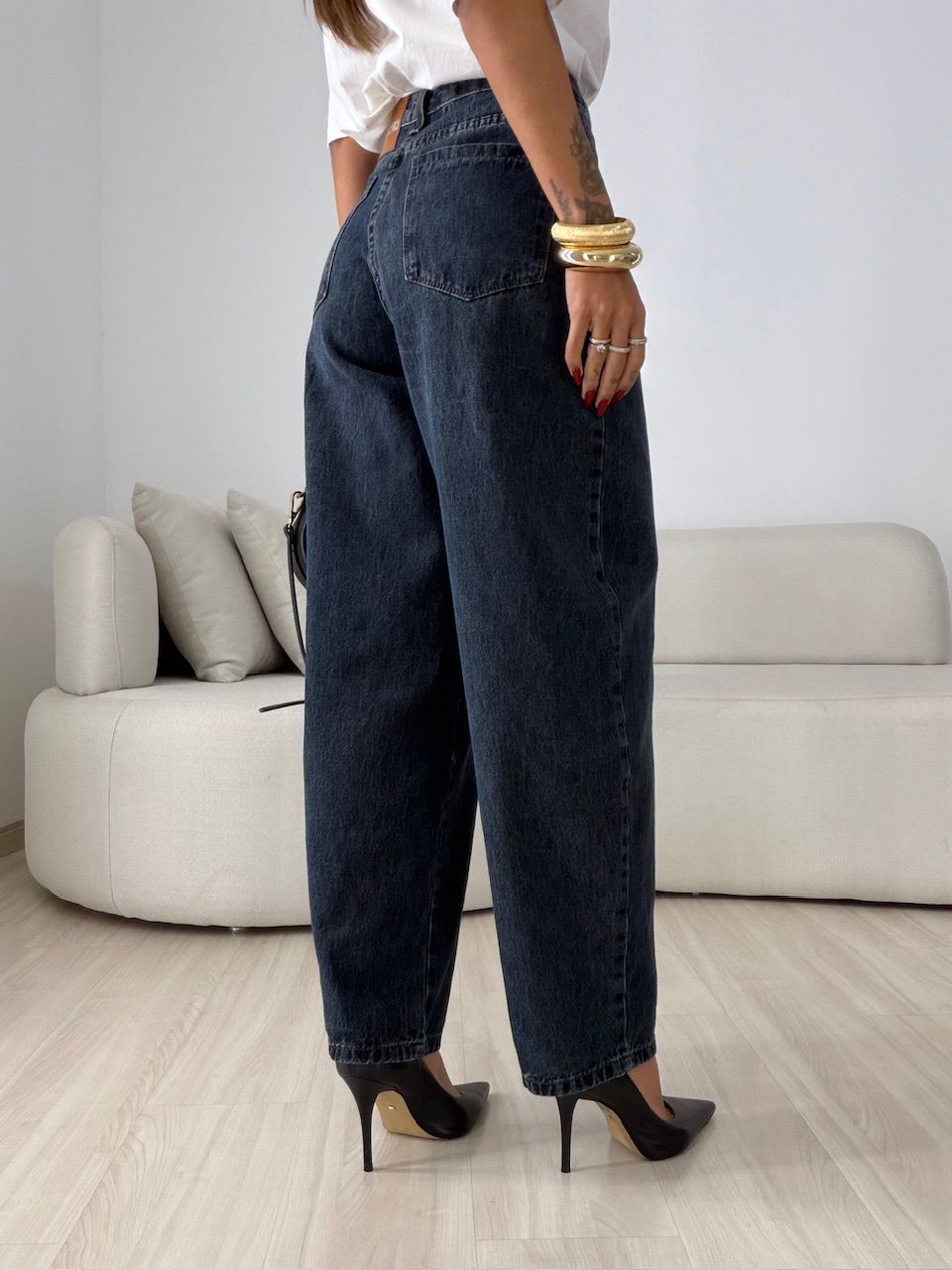 CALÇA YASMIN BALLOON JEANS ESCURO