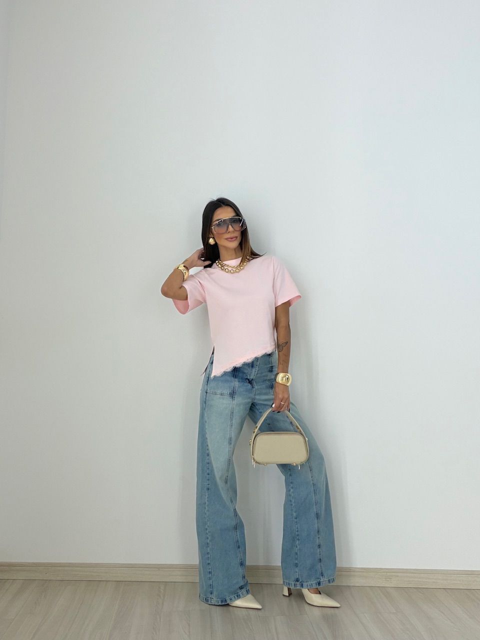 T-SHIRT MARINA RENDA ROSA