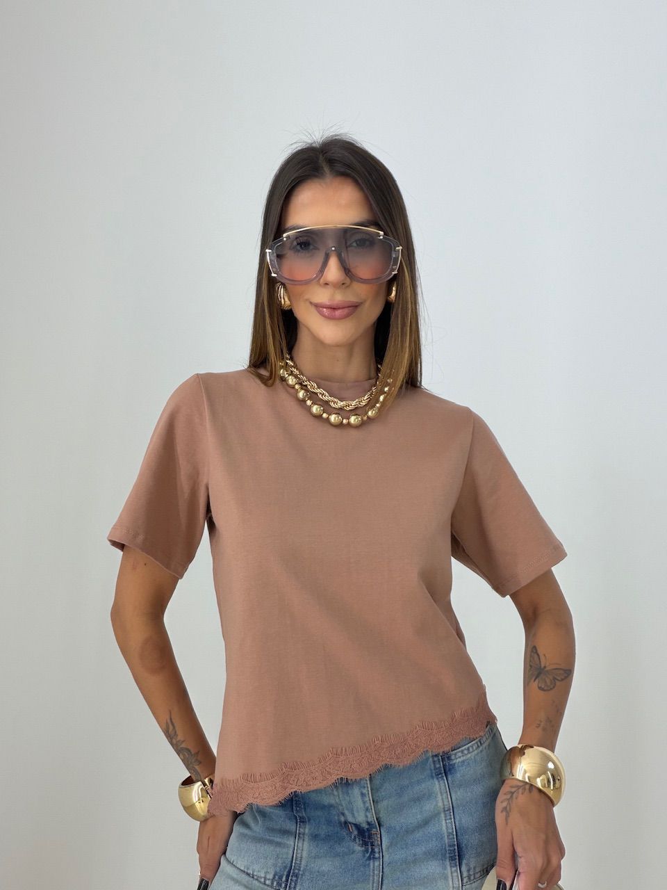 T-SHIRT MARINA RENDA ROSA QUEIMADO - 0076780389 - CAROLLA FERRARO