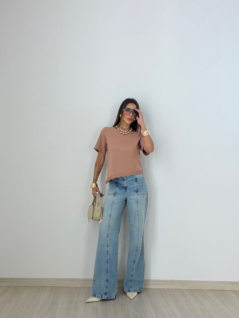 T-SHIRT MARINA RENDA ROSA QUEIMADO
