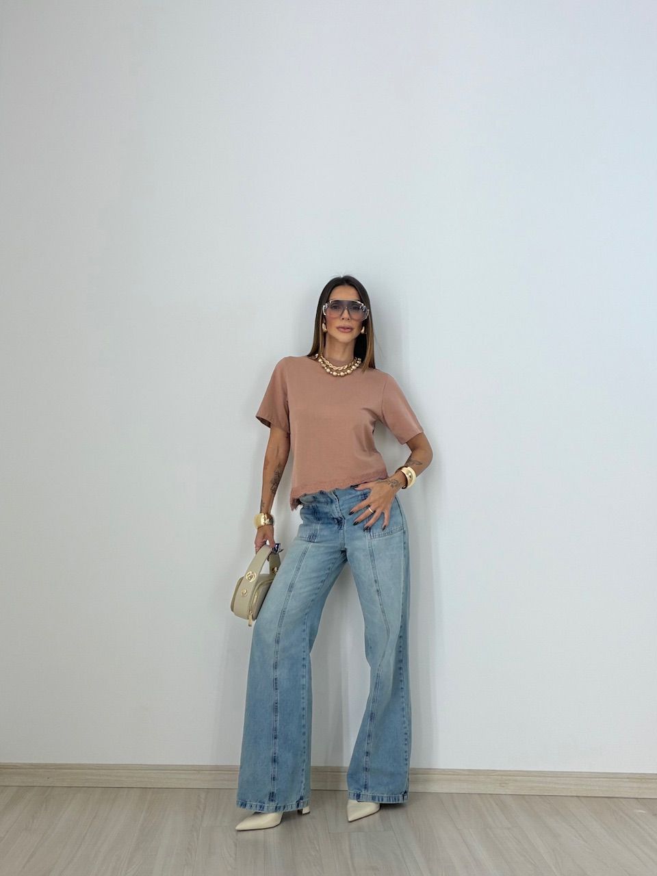 T-SHIRT MARINA RENDA ROSA QUEIMADO
