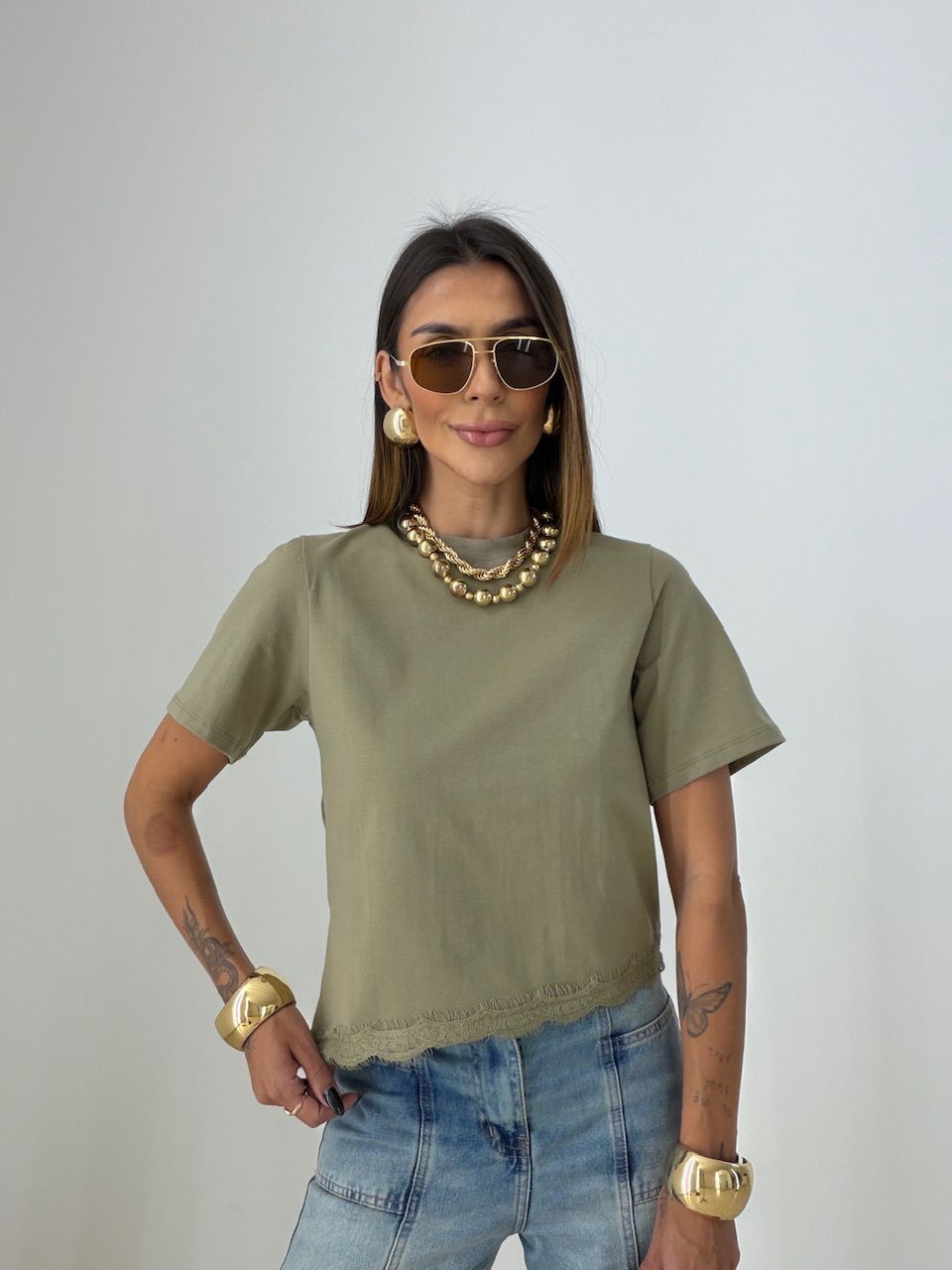 T-SHIRT MARINA RENDA CAQUI - 0076780096 - CAROLLA FERRARO