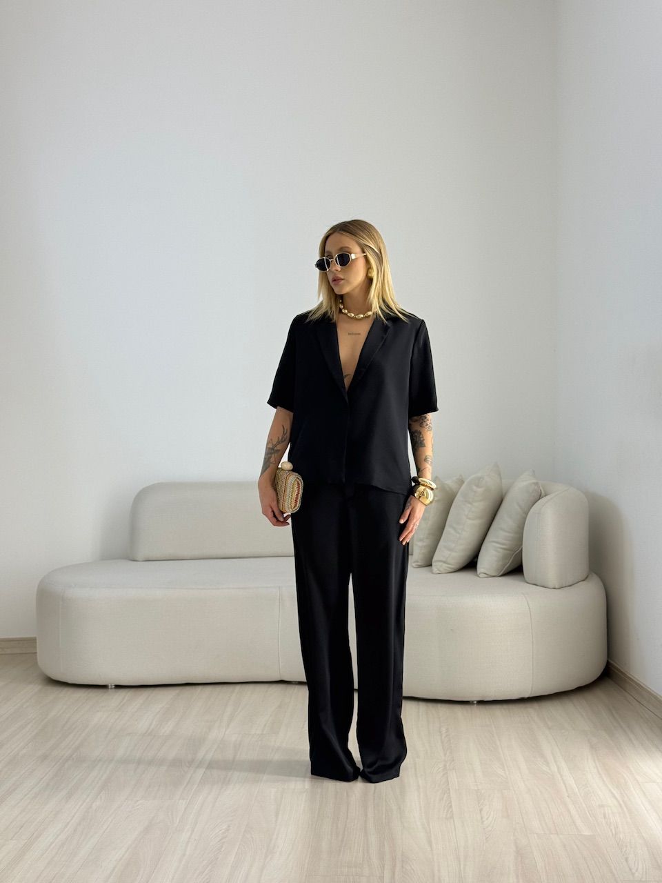 CONJUNTO MILA ACETINADO PRETO