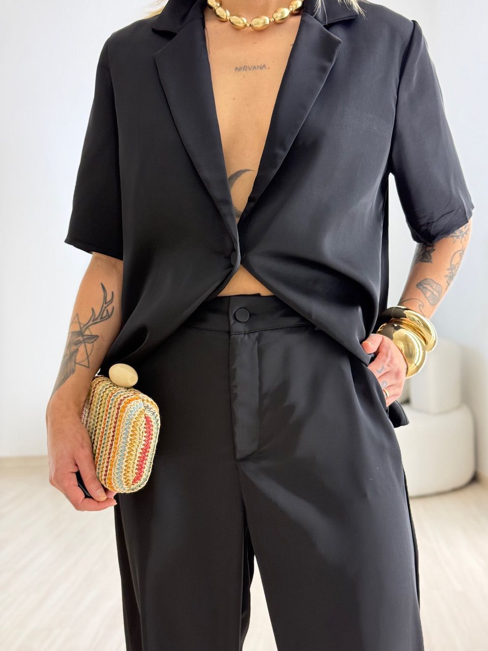 CONJUNTO MILA ACETINADO PRETO