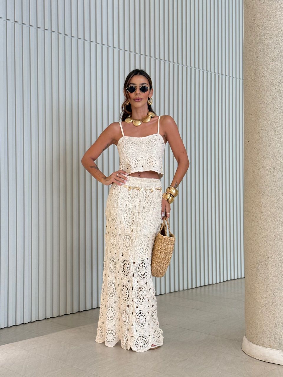 CONJUNTO SORAIA CROCHÊ CRU - 0070370132 - CAROLLA FERRARO