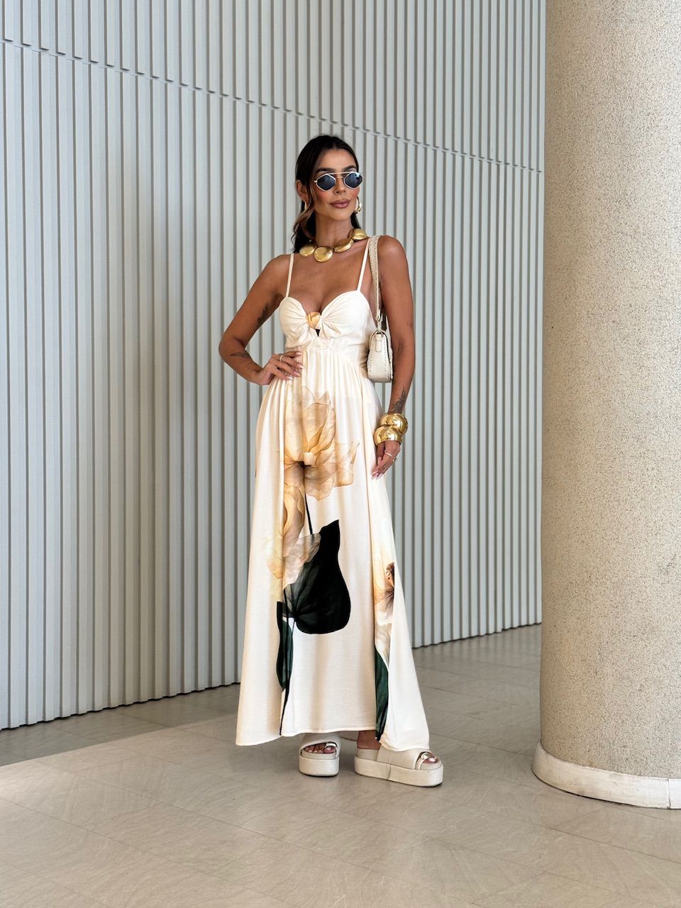 VESTIDO MARTA ESTAMPADO MARFIM