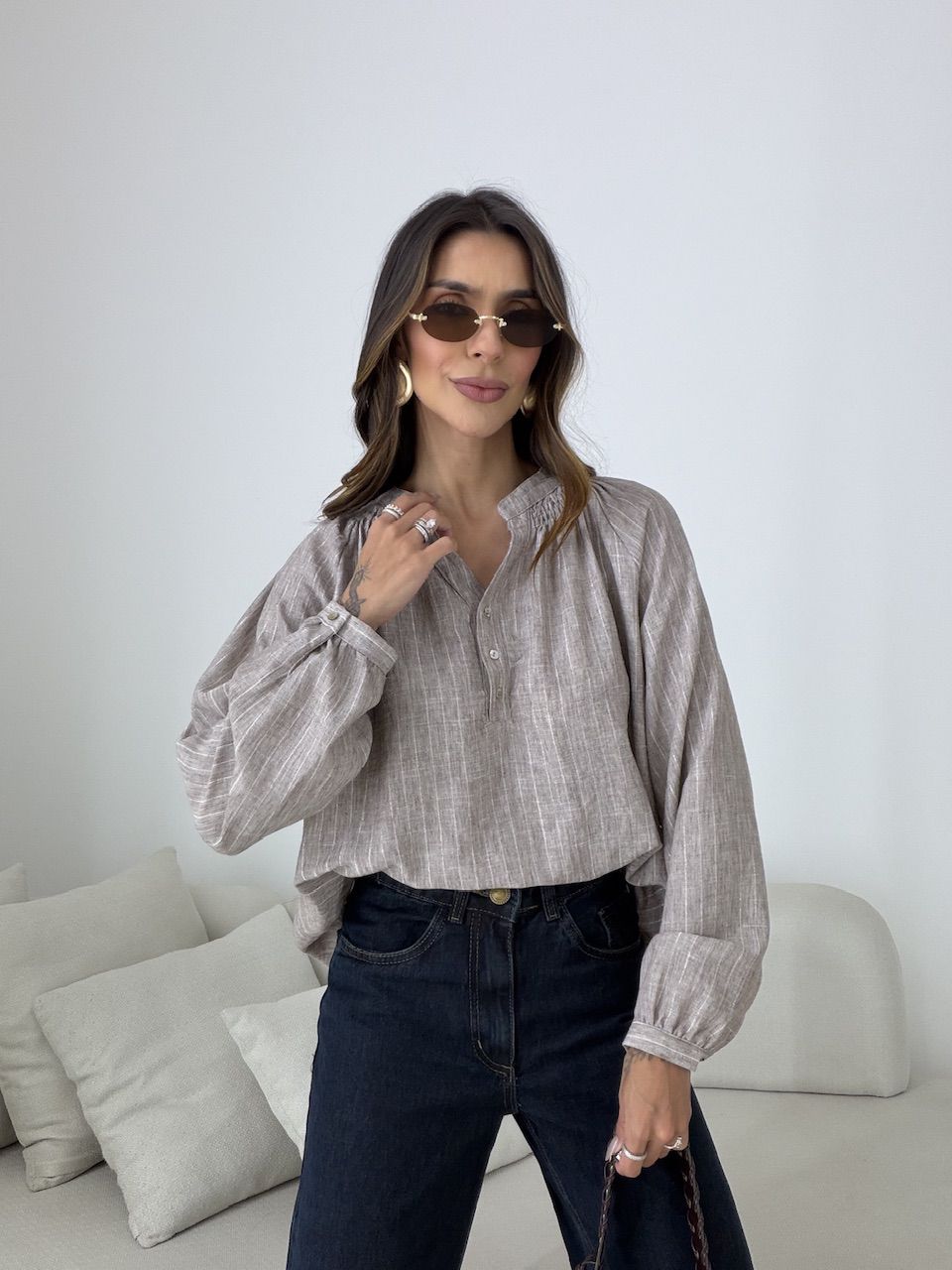 BATA KAREN BOTÕES CAQUI - 0082030096 - CAROLLA FERRARO