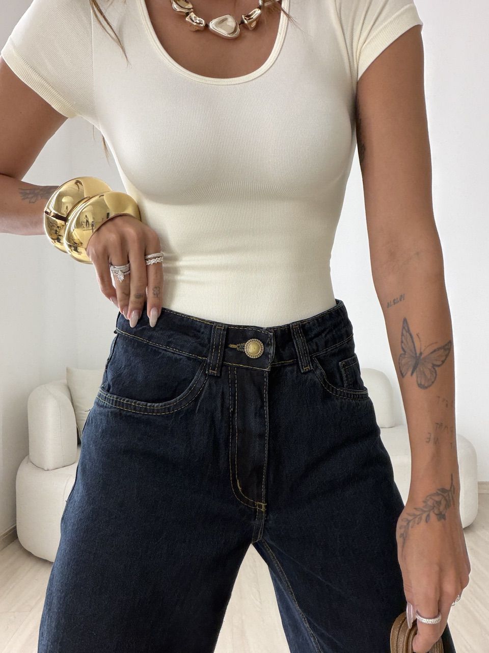 CALÇA MADALENA WIDE LEG JEANS ESCURO