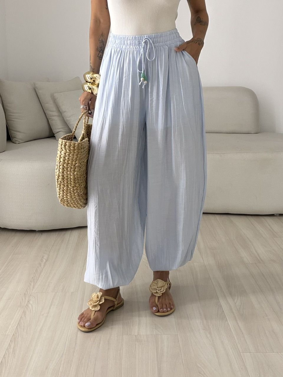 CALÇA MIRELA ALADIM AZUL - 0082040109 - CAROLLA FERRARO