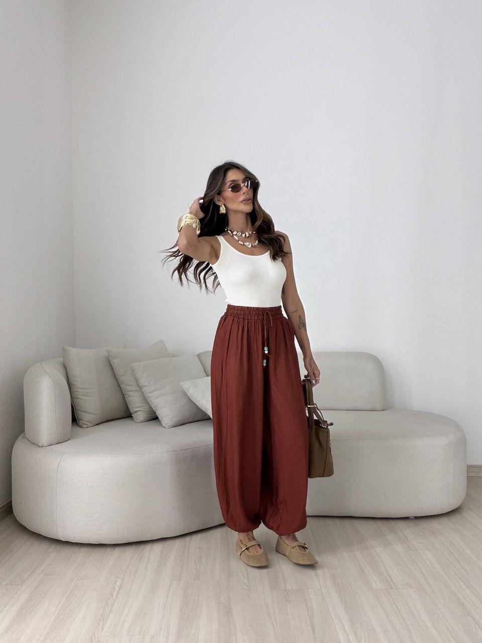 CALÇA MIRELA ALADIM TERRA COTA 