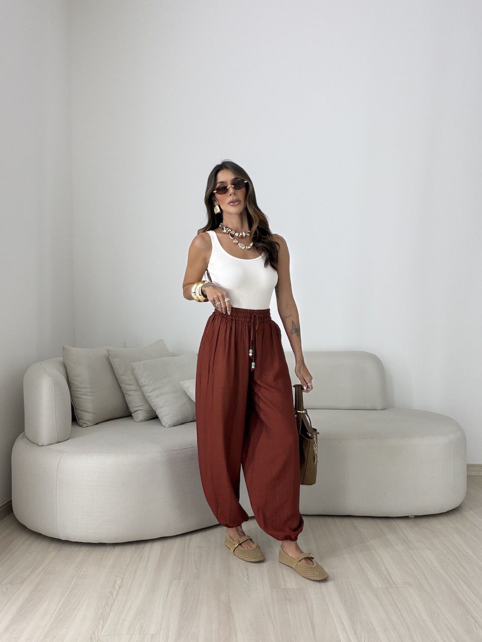 CALÇA MIRELA ALADIM TERRA COTA 