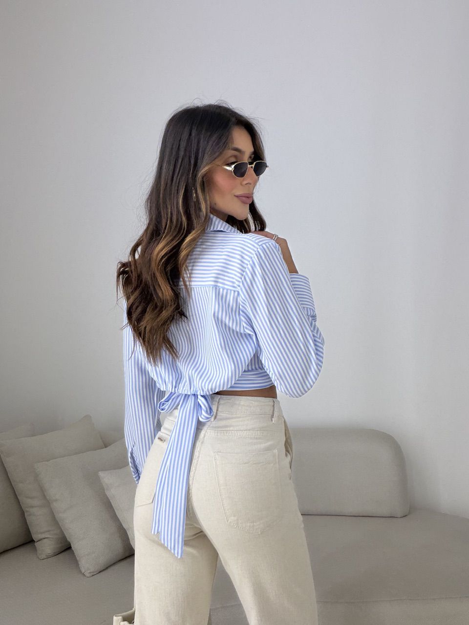 CAMISA SANDRA LISTRADA AZUL