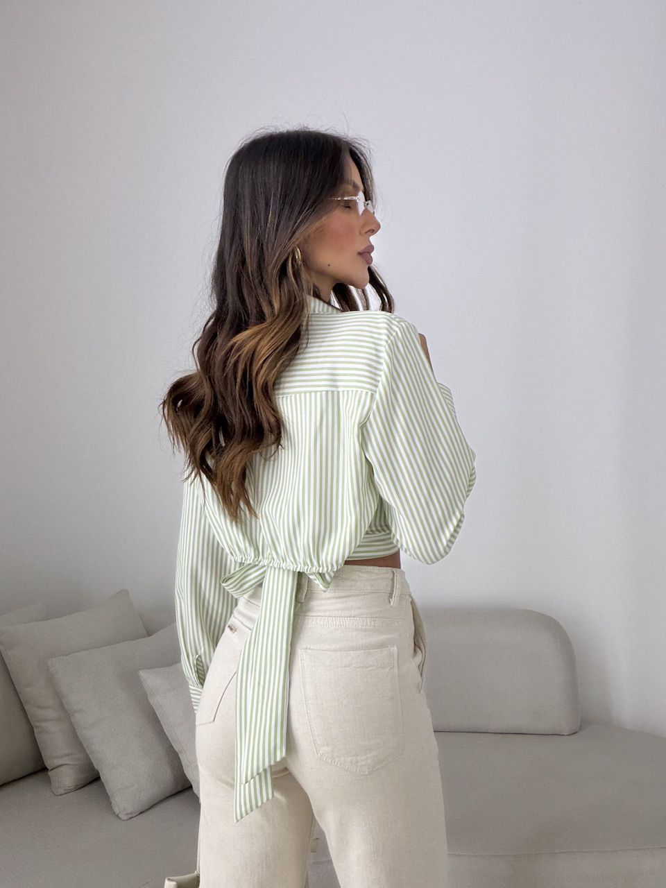 CAMISA SANDRA LISTRADA VERDE