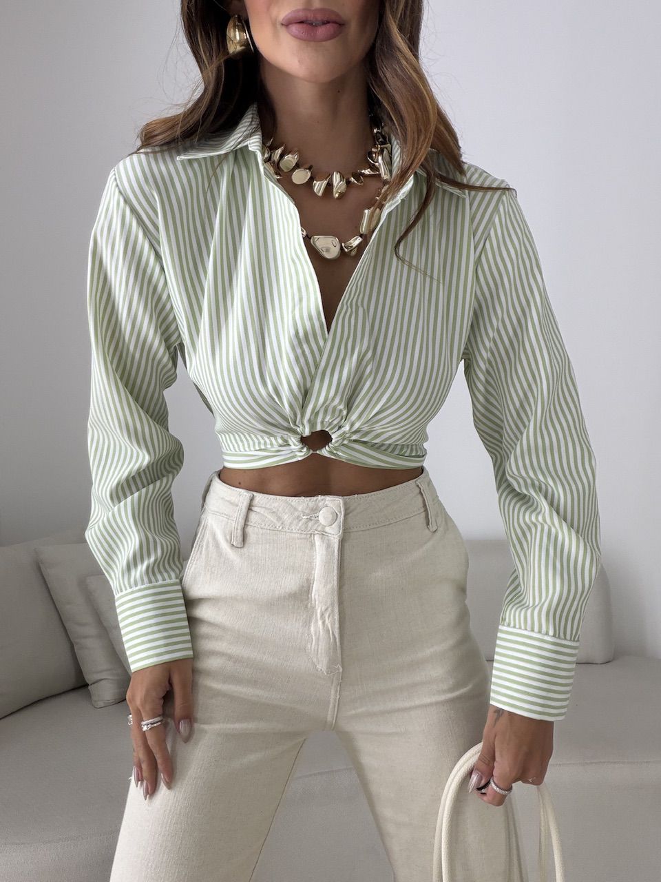 CAMISA SANDRA LISTRADA VERDE