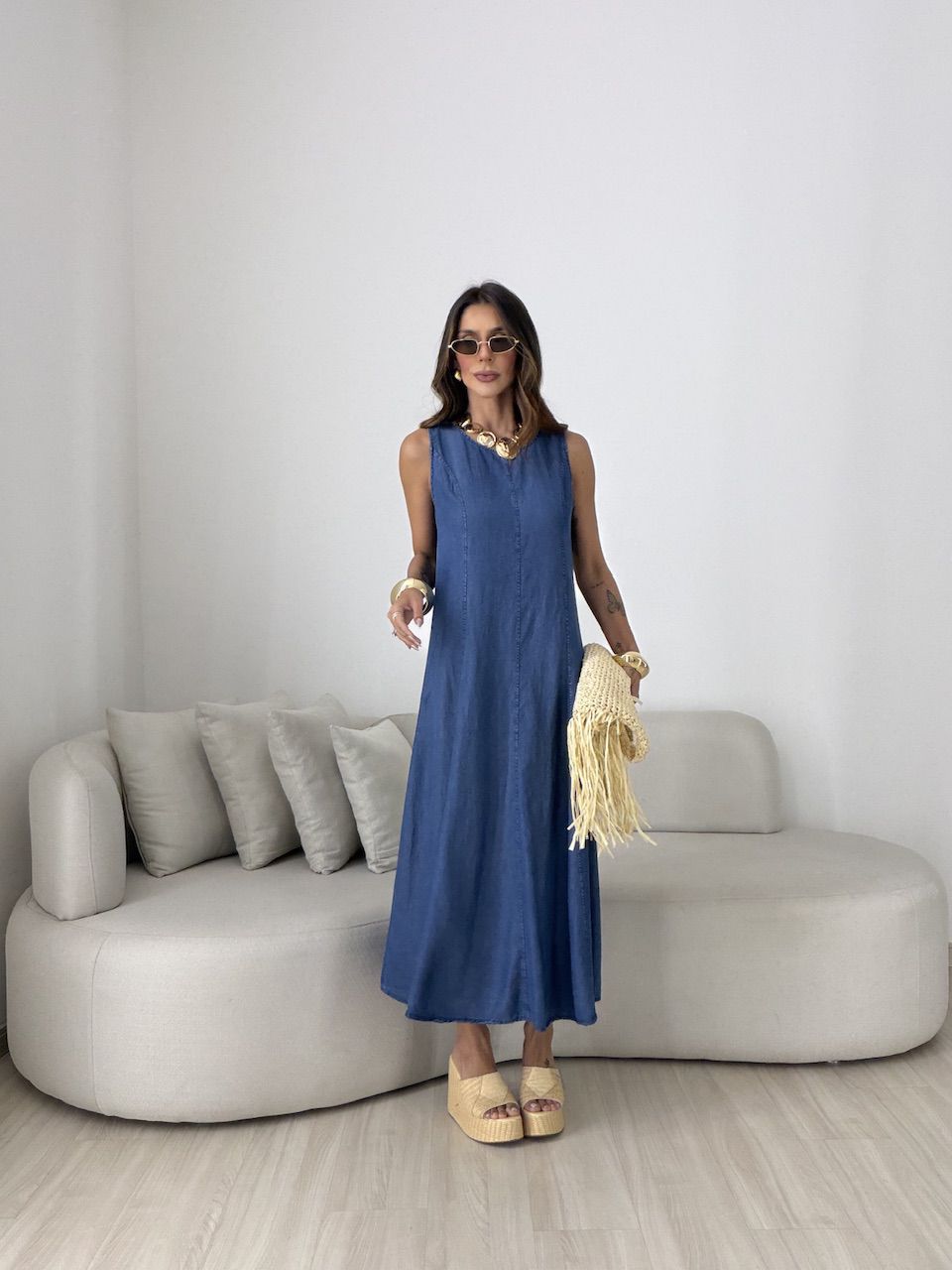 VESTIDO DIANA LONGO AZUL CLARO
