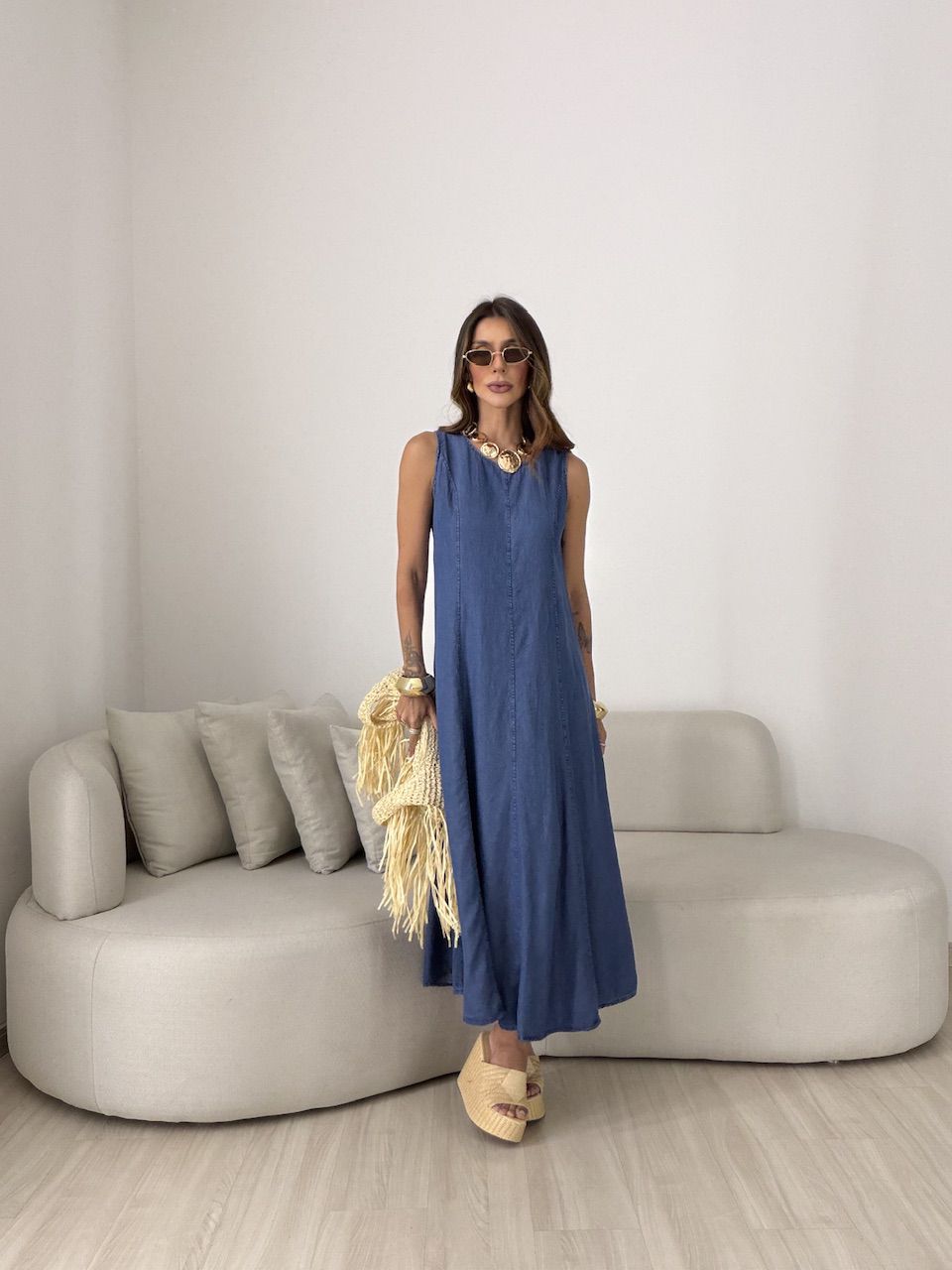 VESTIDO DIANA LONGO AZUL CLARO