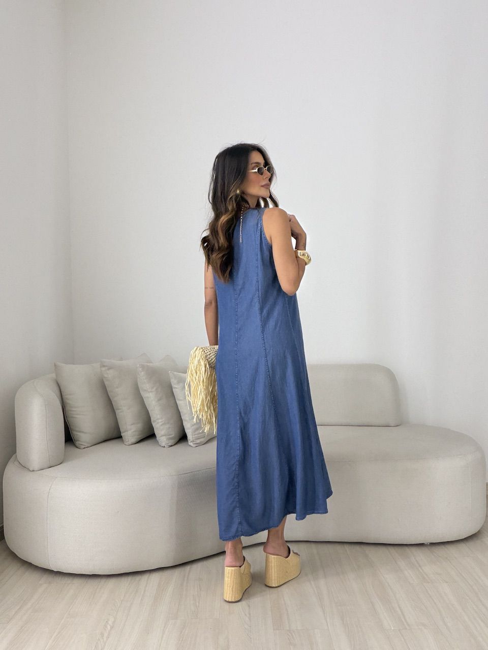 VESTIDO DIANA LONGO AZUL CLARO