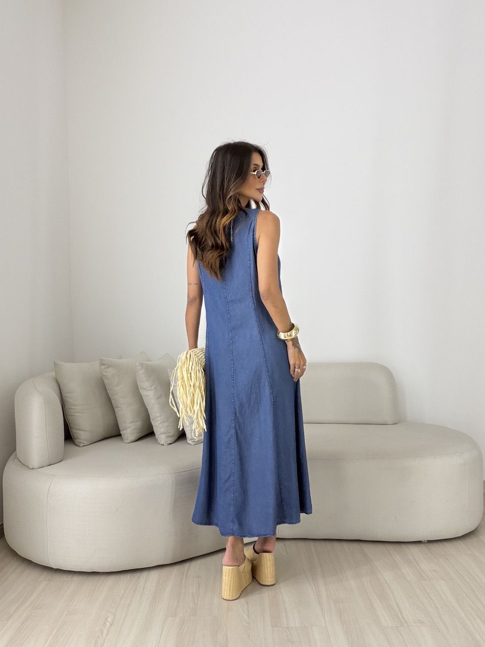 VESTIDO DIANA LONGO AZUL CLARO