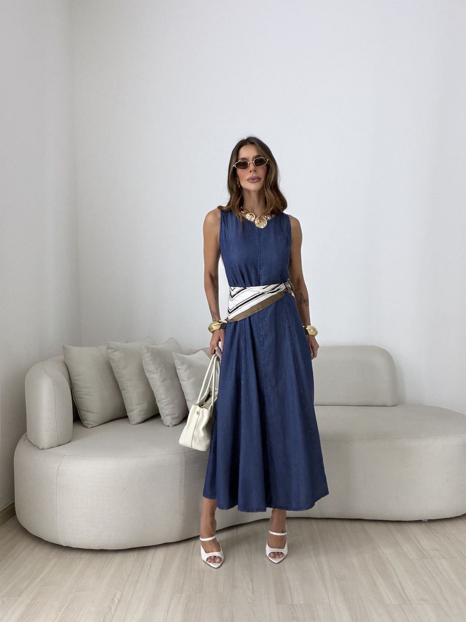 VESTIDO DIANA LONGO AZUL ESCURO