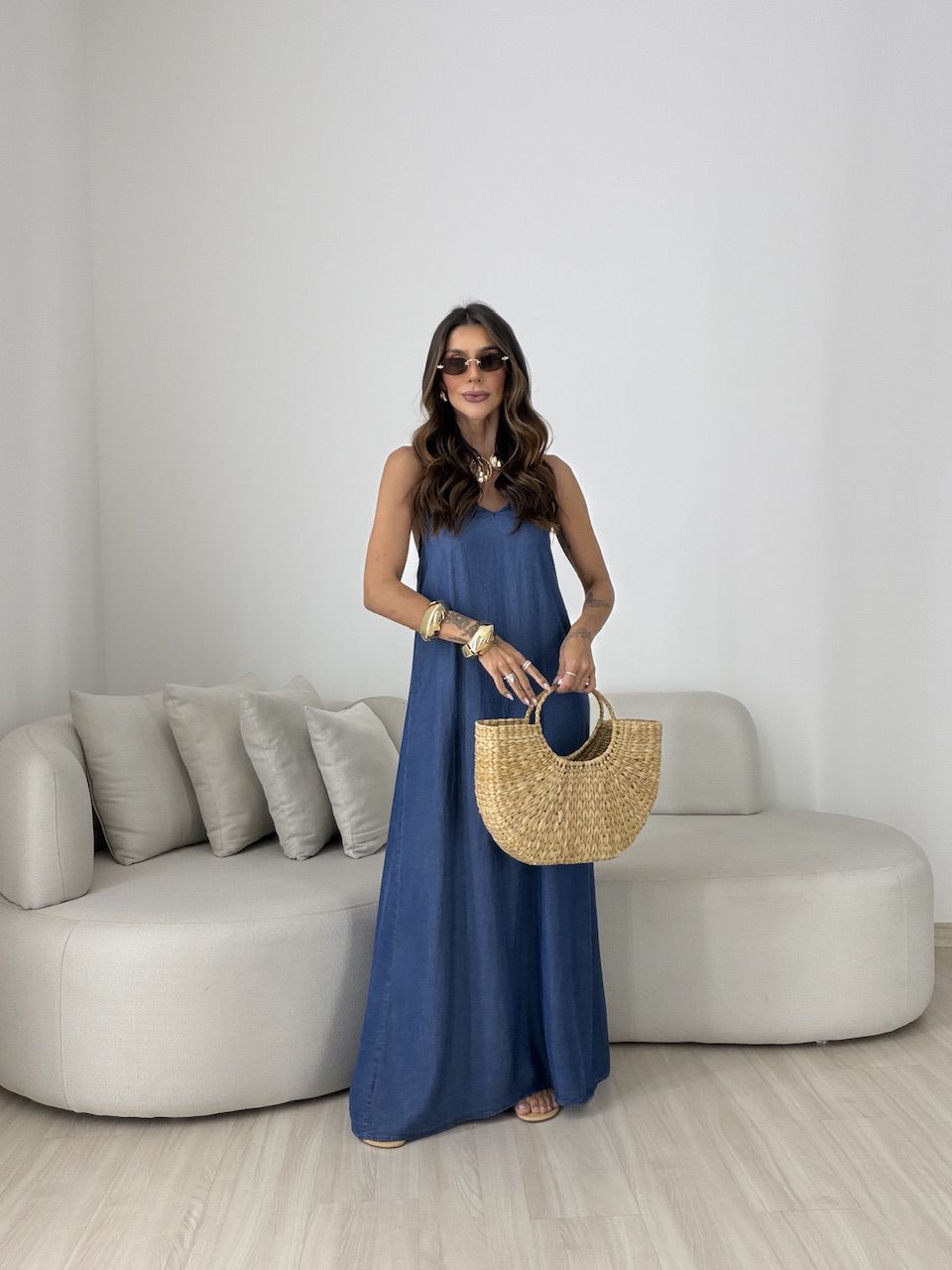 VESTIDO ROBERTA ALCINHA AZUL CLARO - 0082000106 - CAROLLA FERRARO