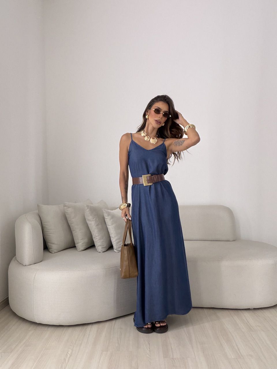 VESTIDO ROBERTA ALCINHA AZUL ESCURO - 0082000105 - CAROLLA FERRARO
