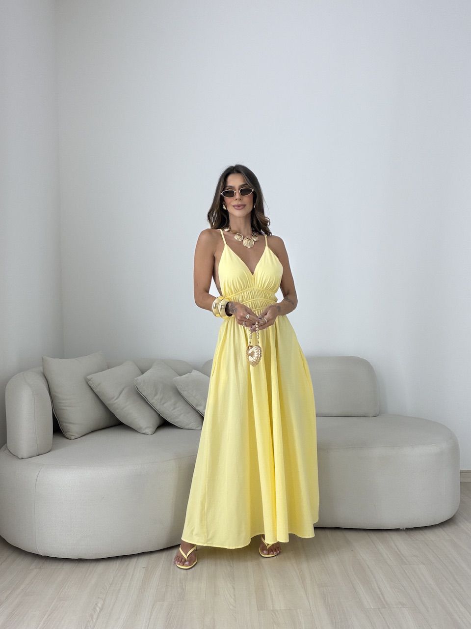 VESTIDO SIMONE FLUIDO AMARELO