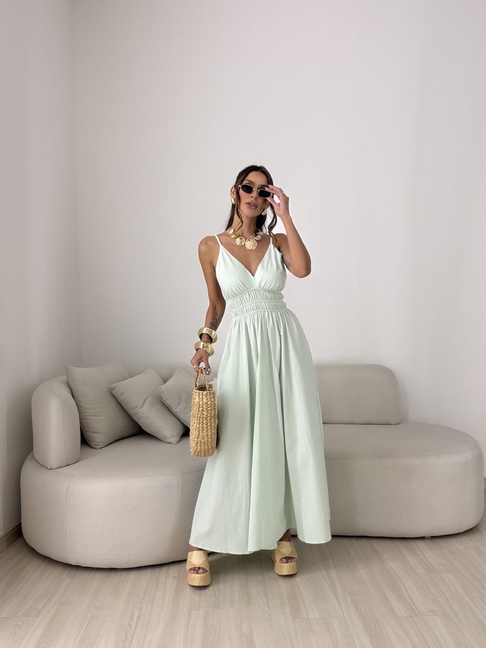 VESTIDO SIMONE FLUIDO MENTA