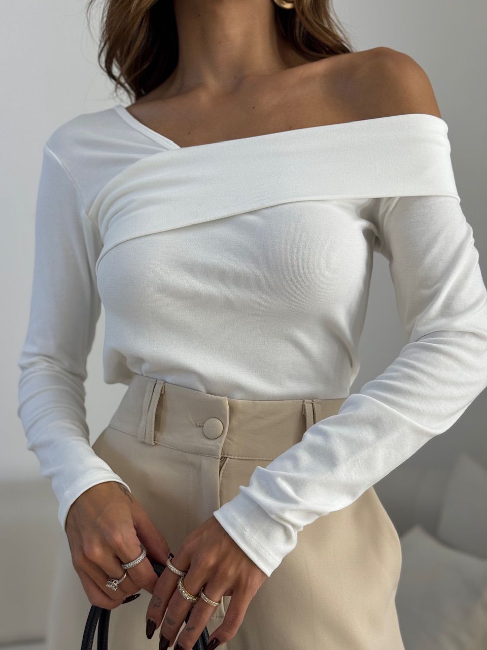 BLUSA BIANCA MANGA LONGA OFF