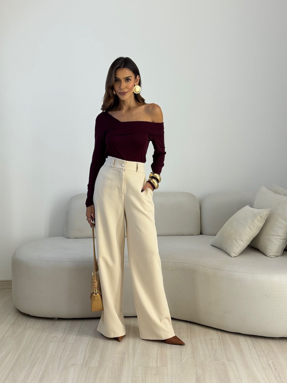 BLUSA BIANCA MANGA LONGA VINHO