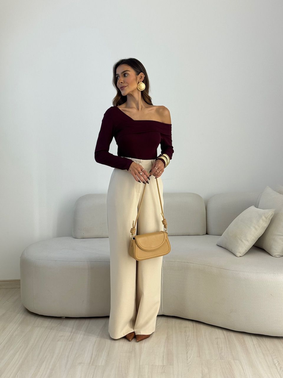 BLUSA BIANCA MANGA LONGA VINHO