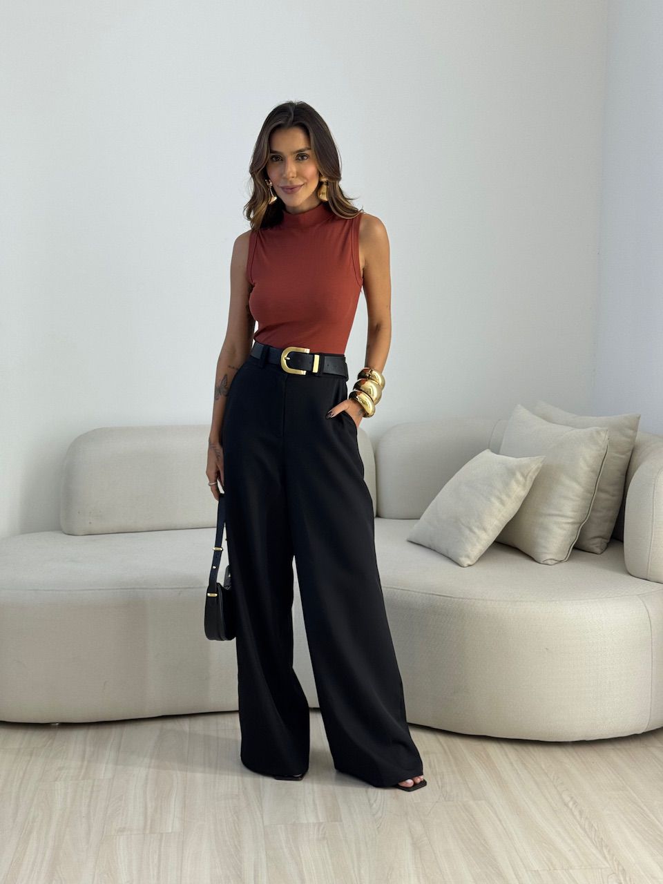 BLUSA FÁTIMA CAVADA TERRA COTA 