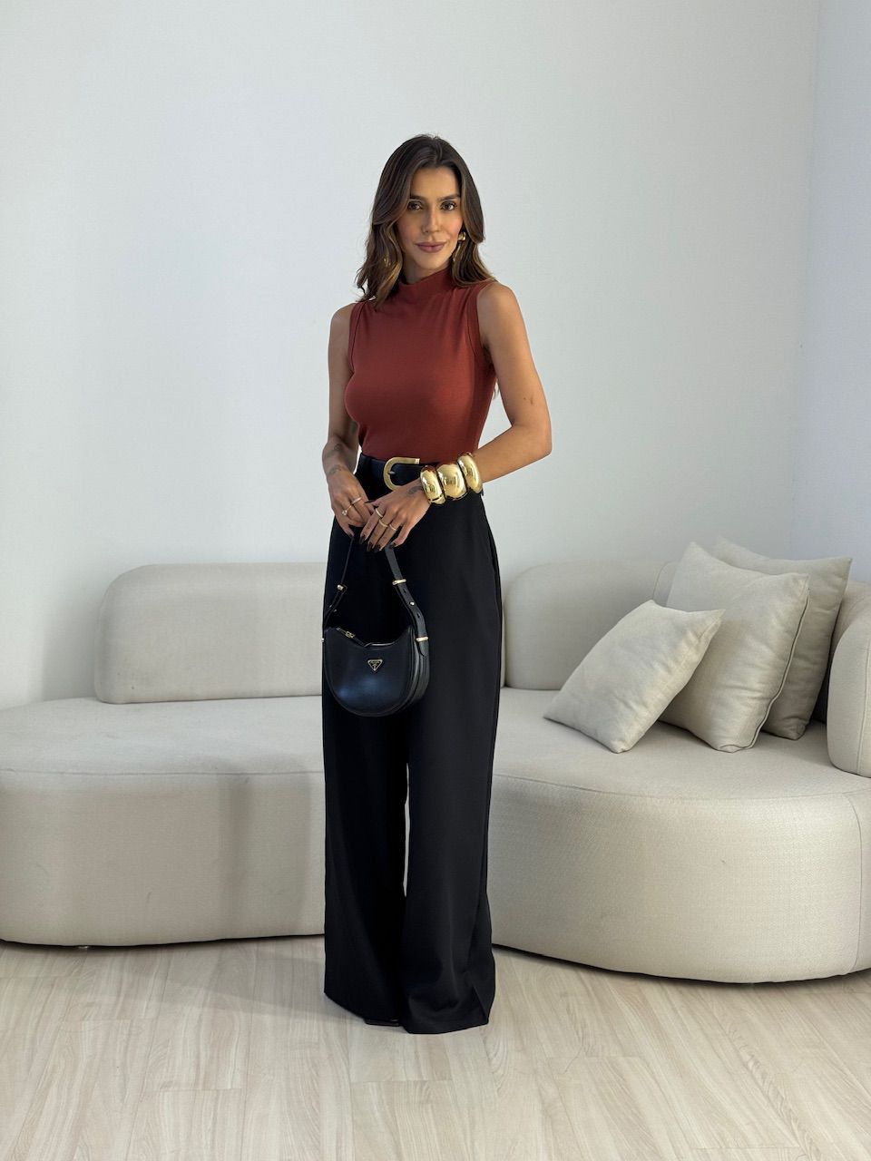 BLUSA FÁTIMA CAVADA TERRA COTA 