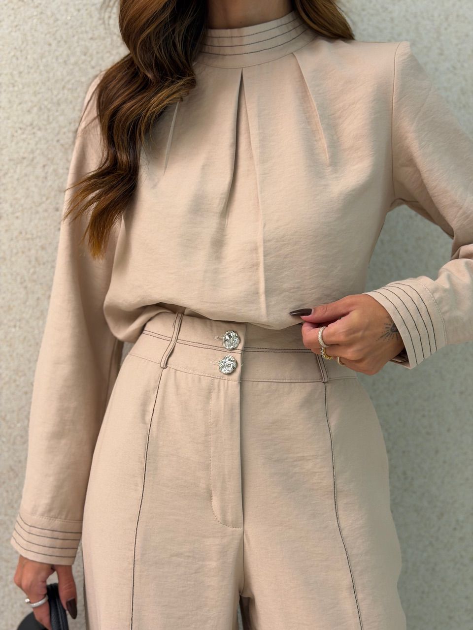 CONJUNTO EVA CAMISA CALÇA AREIA