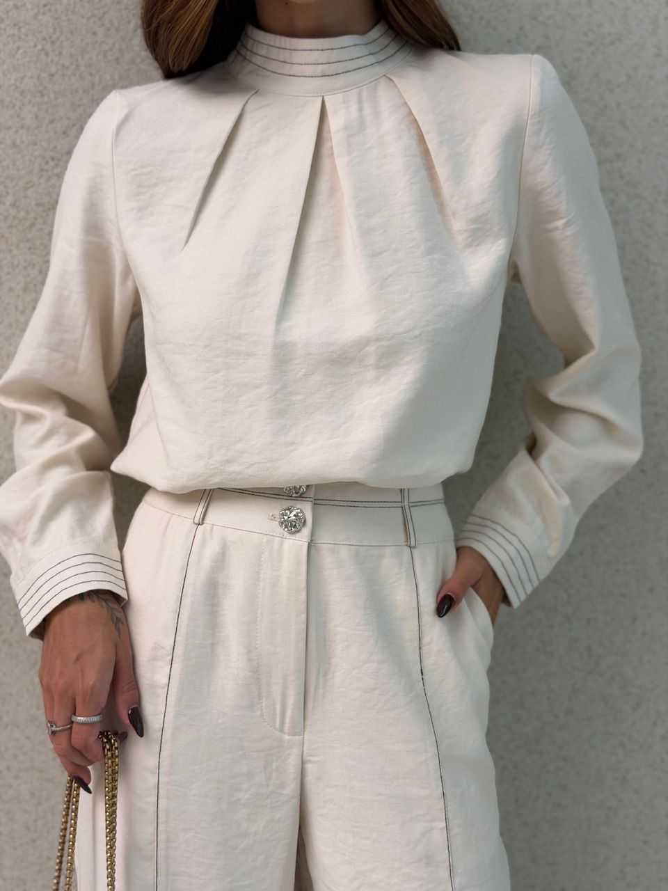 CONJUNTO EVA CAMISA CALÇA MARFIM