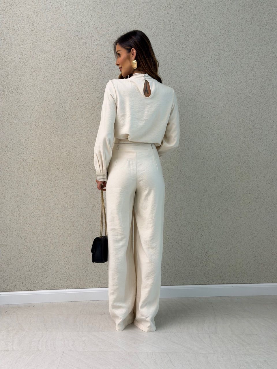 CONJUNTO EVA CAMISA CALÇA MARFIM