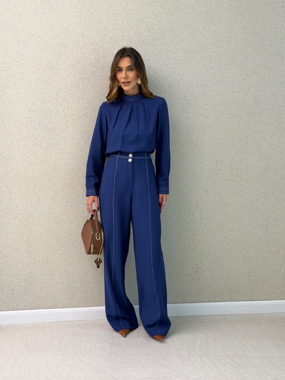 CONJUNTO EVA CAMISA CALÇA MARINHO - 0073940055 - CAROLLA FERRARO