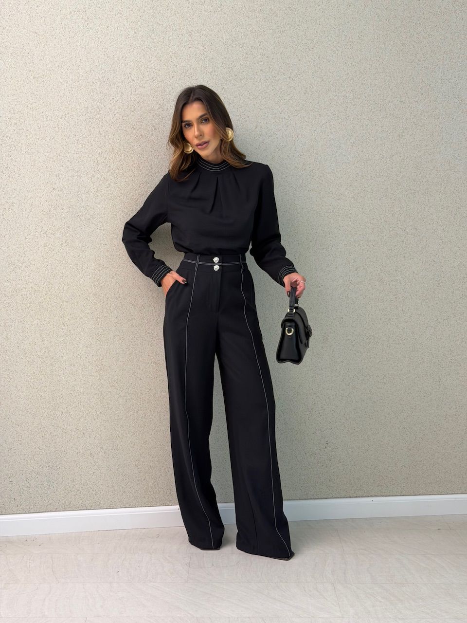 CONJUNTO EVA CAMISA CALÇA PRETO