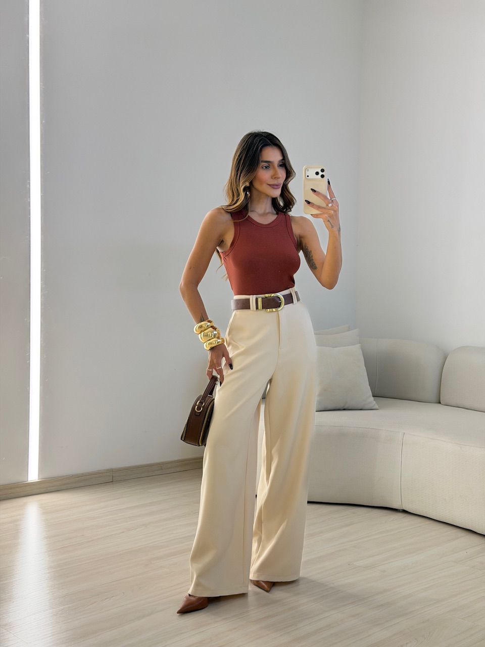 CROPPED PIETRA CAVADO TERRA COTA 