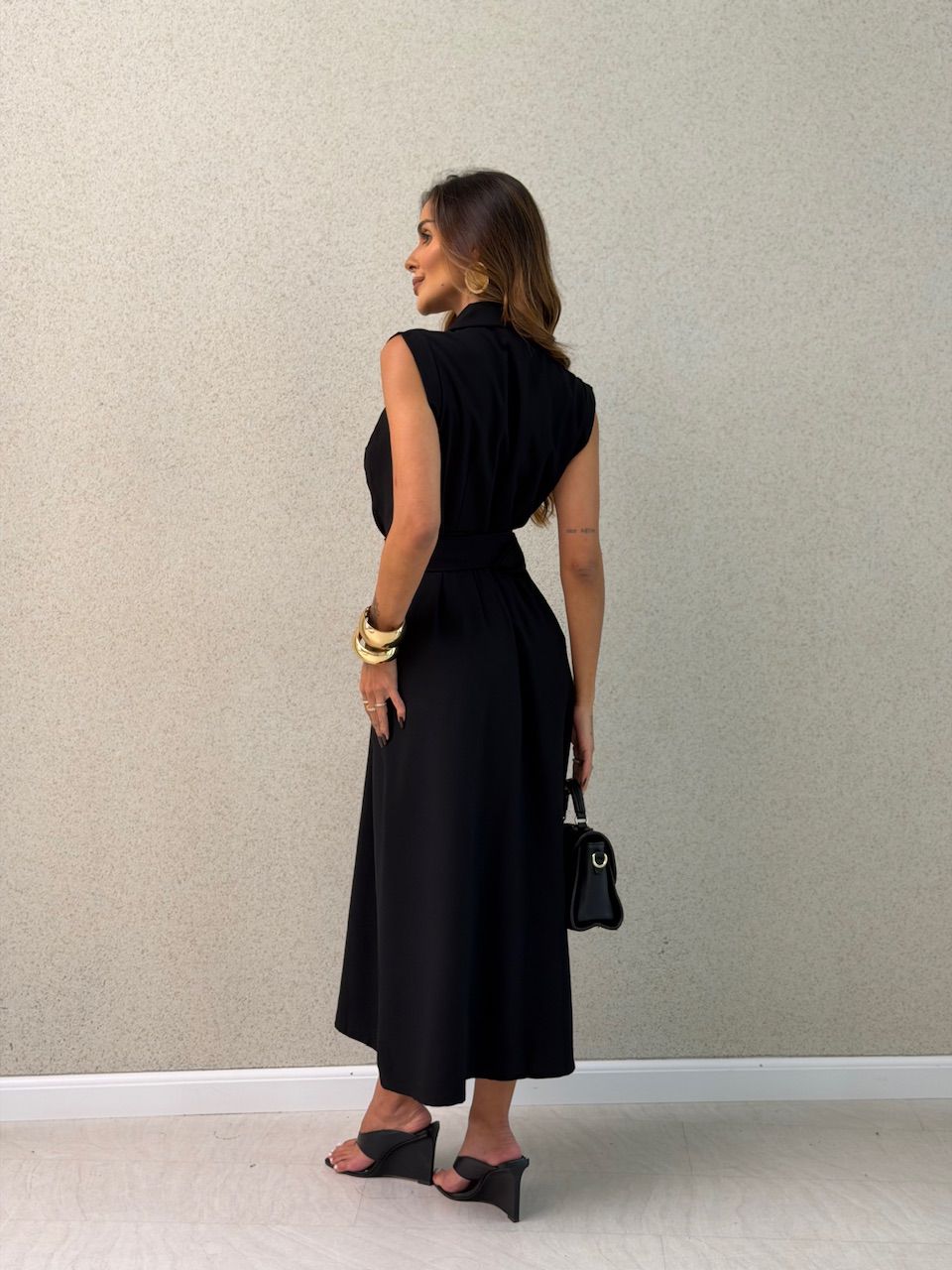 VESTIDO LIANA BOTÕES PRETO