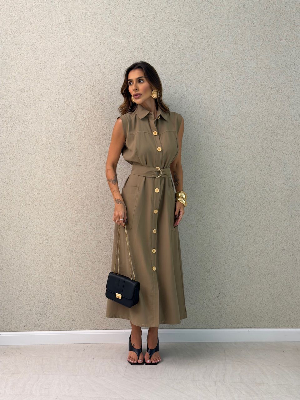 VESTIDO LIANA BOTÕES VERDE