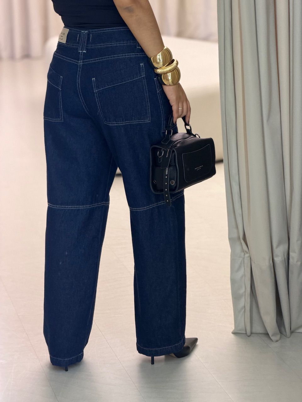 CALÇA TELMA VIÉS JEANS MÉDIO