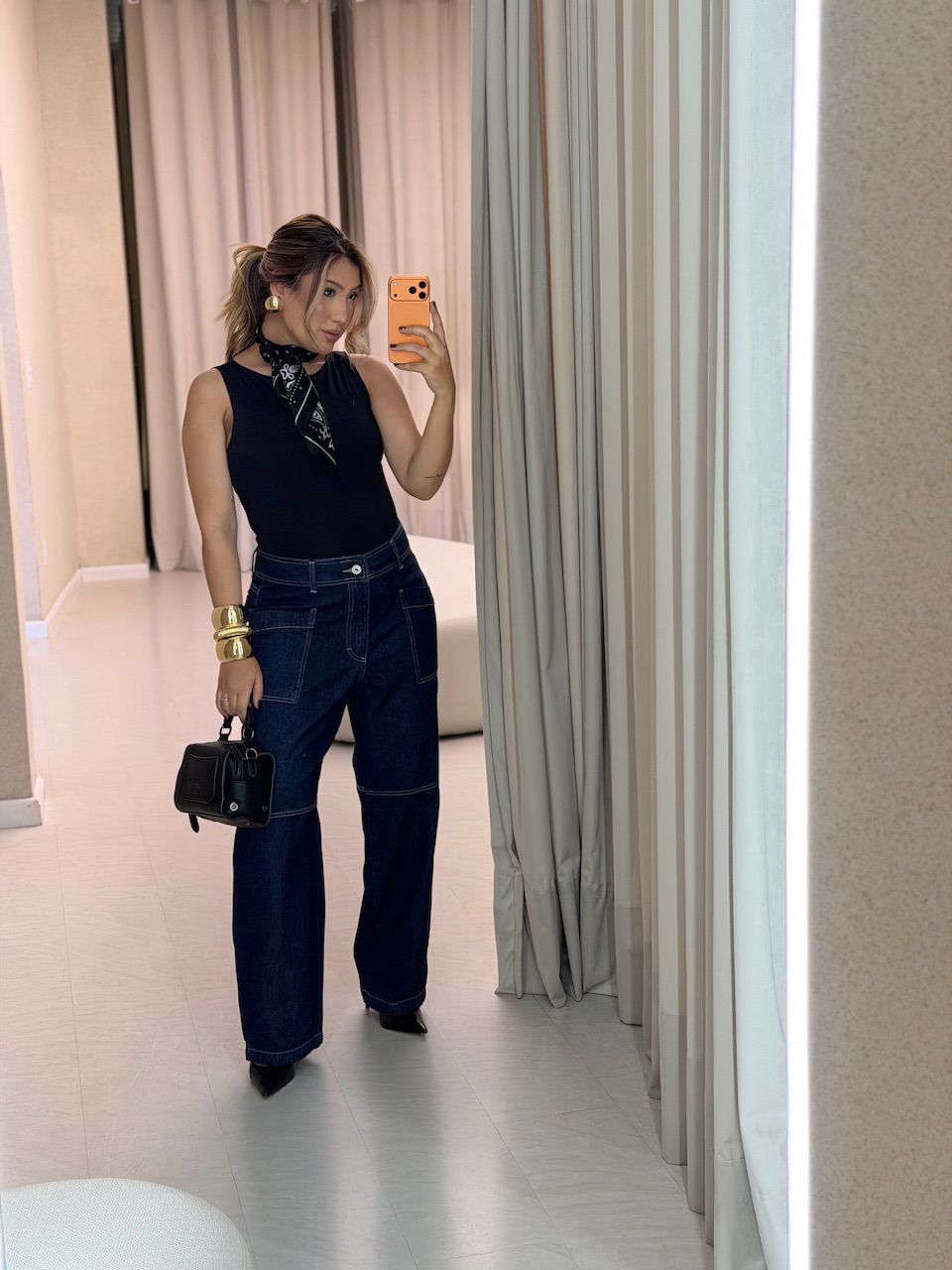 CALÇA TELMA VIÉS JEANS MÉDIO